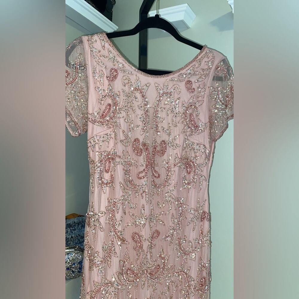 Pisarro Nights Mesh Beaded Cocktail Dress - Powdery Pink - Picture 8 of 12